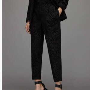 AllSaints Black Leopard Cropped wool trousers